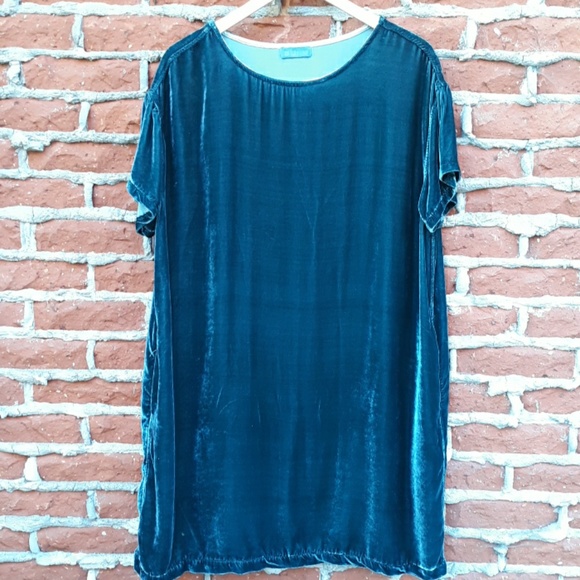 CP Shades Dresses & Skirts - CP Shades Teal Velvet and Silk Swing Dress XS
